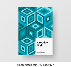 Modern corporate brochure A4 vector design illustration. Multicolored geometric pattern annual report layout.
