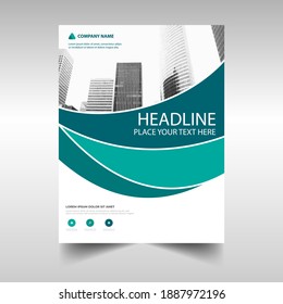 Modern corporate brochure with wavy shapes Free Vector