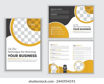 Modern corporate business bi fold business brochure design template.