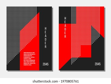 modern corporate business brochure or report in black red and white colors, vector templates set