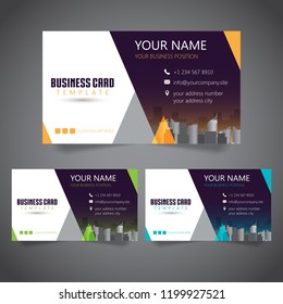 Modern Corporate Business Card with 3 Alternate Colors and Vectorized Buildings