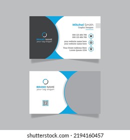 Modern corporate business card template, horizontal clean layout visiting card design