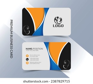 Modern corporate business card template design. Abstract visiting card with wavy lines