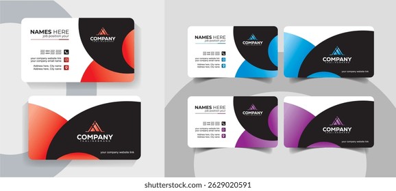 Modern Corporate Business Card Template With Colorful Abstract Shapes