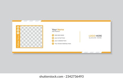 Modern corporate business email signature or email footer design template, personal social media vector layout, place for photo holder, new trendy minimal design