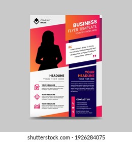 Modern Corporate Business Flyer Design. Abstract A5 Leaflet. A4 Brochure Template. Orange And Blue Colour Poster.