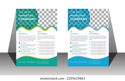 Modern corporate business flyer design for company or agency, simple cover design layout space for photo background, poster flyer pamphlet, A4 size colorful vector design.