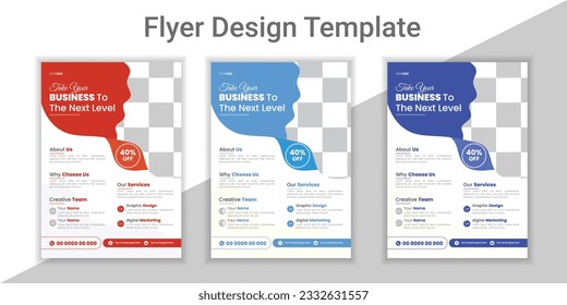 Modern Corporate Business Flyer Design Template, Digital Business, Creative Marketing, Modern Layout Design With 2 Grey Type Color, Creative Flyer Design Layout Template in A4. 