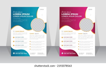 Modern corporate business flyer template design. Marketing agency flyer, business poster, brochure in a4 size two color scheme for print.