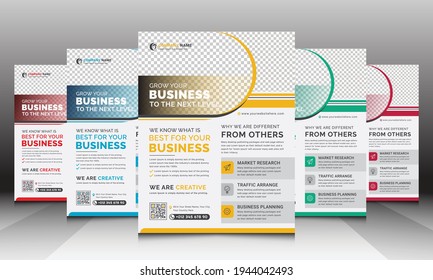 Modern Corporate Business Flyer Vector Template Design with Creative Shapes.