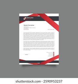 Modern corporate business letterhead red, black and gray color  polygonal triangle shape background.  Modern letterhead vector template.