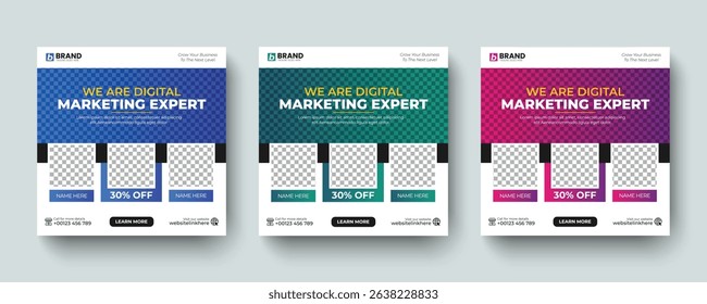 Modern corporate business marketing post or web banner design layout template. Digital marketing expert social media post, advertising web banner, ad design template.