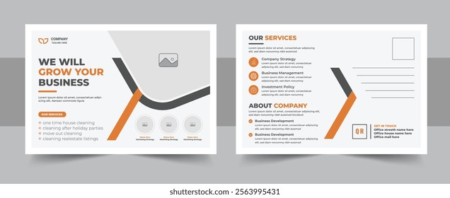 Modern corporate business postcard design template, business postcard design or company eddm postcard layout. Corporate Business Postcard