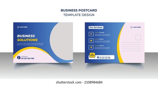 Modern Corporate business postcard, digital marketing agency postcard design, EDDM Postcard, suitable for Landscape flyer or Landscape brochure cover design
