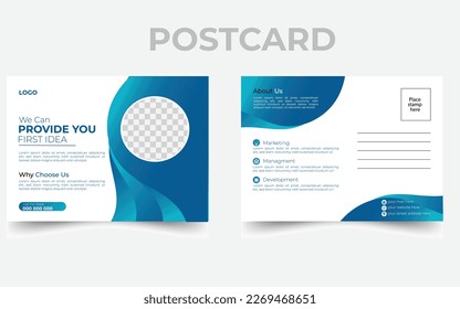 Modern Corporate business postcard, digital marketing agency postcard design