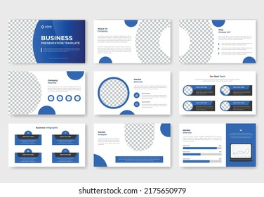 Moderna plantilla de diapositivas de presentación empresarial y diseño de elementos infográficos de diagrama de flujo. Uso para el informe anual de negocios, volante, marketing, folleto, publicidad, folleto, propuesta comercial