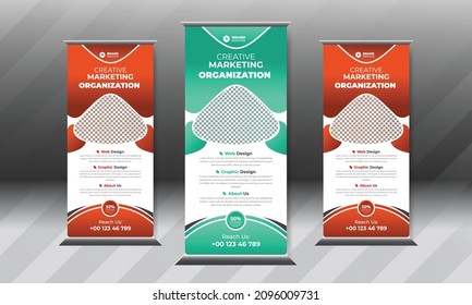 Modern Corporate Business Roll Up Banner Template Design with layout