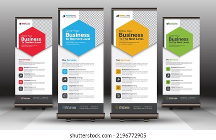 Modern Corporate Business Roll Up Banner Standee Template Vector Design, Abstract Creative X Banner, Pull Up Banner Layout for Advertisement, Ads, Exhibition, Display


