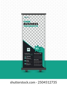 Modern Corporate Business Roll-Up Banner Standee Template Vector Design.