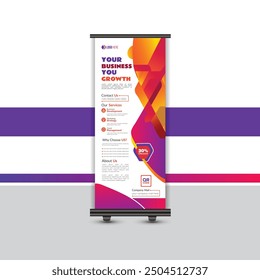 Modern Corporate Business Roll-Up Banner Standee Template Vector Design.