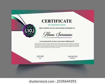 Modern corporate certificate design template, diploma Certificate of achievement design concept