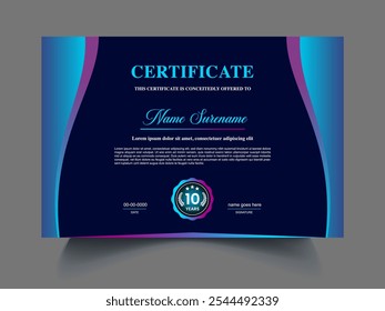Modern corporate certificate design template, diploma Certificate of achievement design concept