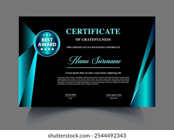 Modelo de design de certificado corporativo moderno, diploma Certificado de realização conceito de design