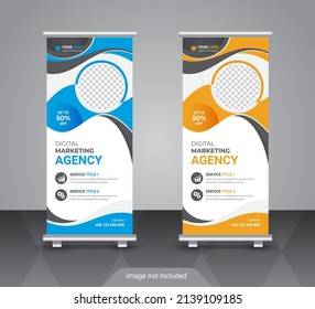 Modern corporate colorful roll up standee banner design template