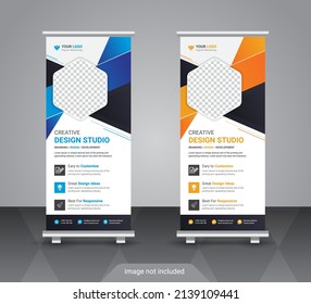 Moderne, bunte Roll-up-Standardbanner-Designvorlage für Unternehmen