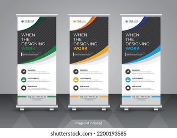 Modern corporate colorful roll up standee banner design template