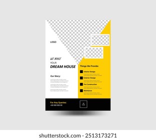 Modern corporate construction flyer design template