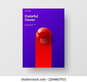 Modern corporate cover A4 design vector template. Bright 3D balls company identity layout.