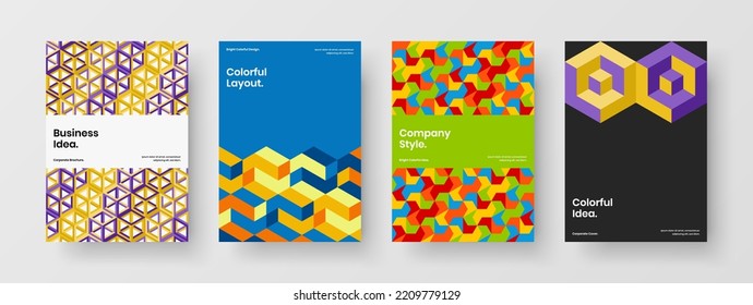 Modernes Layoutset für Vektorgrafik-Cover A4. Einziger Mosaikfliesen-Vorlagenaufbau auf der Vorderseite.