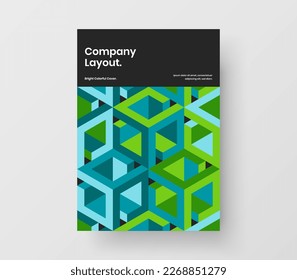 Modern corporate cover A4 vector design concept. Original geometric hexagons handbill layout.