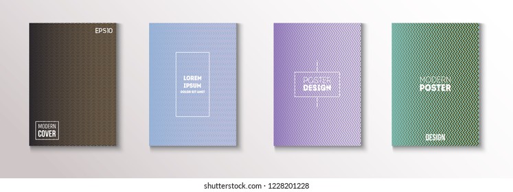 Modern Corporate Cover Design, Simple Vector Music Poster. Waves, Zigzag, Lines, Stripes Corporate Identity Geometric Design. Textured Minimal Business Cover. Futuristic Glitch Journal Template