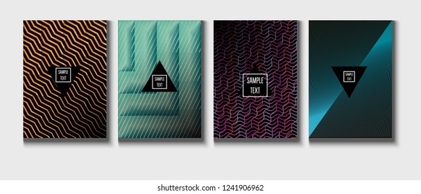 Modern Corporate Cover Design, Simple Vector Music Poster. Green, Pink, Blue, Gray Geometric Presentation, Corporate Identity. Minimal Business Cover, Banner. Futuristic Glitch Journal Template