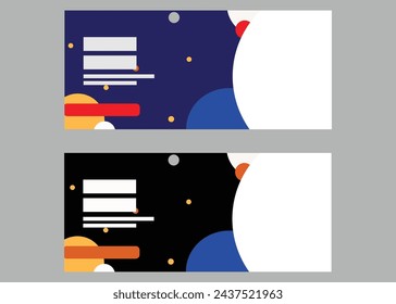 modern corporate cover design template with black and blue  background. circle shape for space of photo collage. Combination of orange and red colour element design.