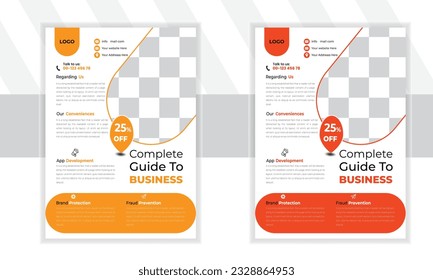 Modern Corporate Creative Colorful Business Flyer Template with yellow and red color design template for poster flyer brochure cover. Graphic design layout with triangle graphic elements.