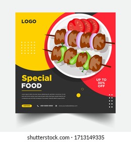 Modern corporate creative social media restaurant food banner vector design template