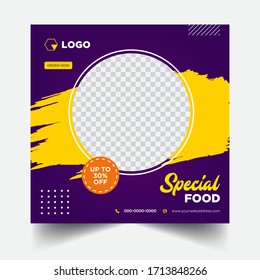 Modern corporate creative social media restaurant food banner vector design template