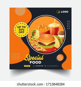 Modern corporate creative social media restaurant food banner vector design template