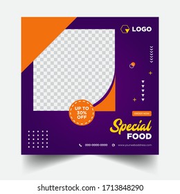 Modern corporate creative social media restaurant food banner vector design template