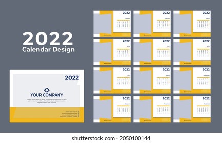 Modern and Corporate Desk Calendar design Template for the 2022 Year