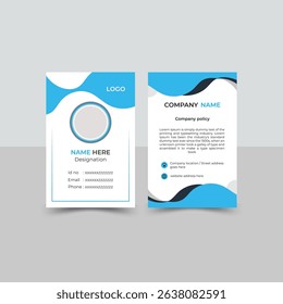 modern, corporate double side id card design template for employee