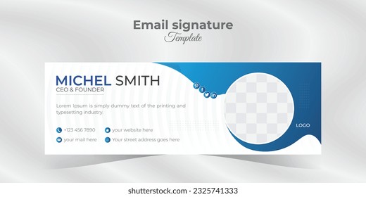 Modern corporate email signature template. email signature template in vector Colorful Email Signatures Template Design. Professional Email Signature Template Modern and Minimal Layout.