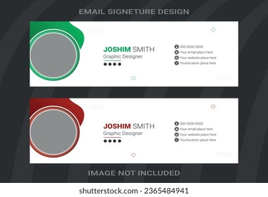 Modern corporate email signature vector template. Creative  clean email signature vector template for your business or company with two color background