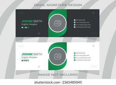 Modern corporate email signature vector template. Creative  clean email signature vector template for your business or company with two color background