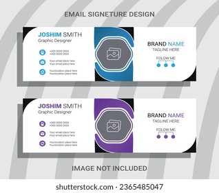 Modern corporate email signature vector template. Creative  clean email signature vector template for your business or company with two color background