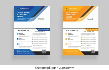 Modern corporate flyer. 3 colors are used here. It's suitable for marketing, advertising, branding, promotion of any corporte company.