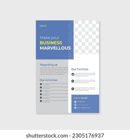 Modern corporate flyer A4 vector template for digital marketing agency, suitable for business poster layout, corporate banners, and leaflets, cover page, perfect for creative professional business.